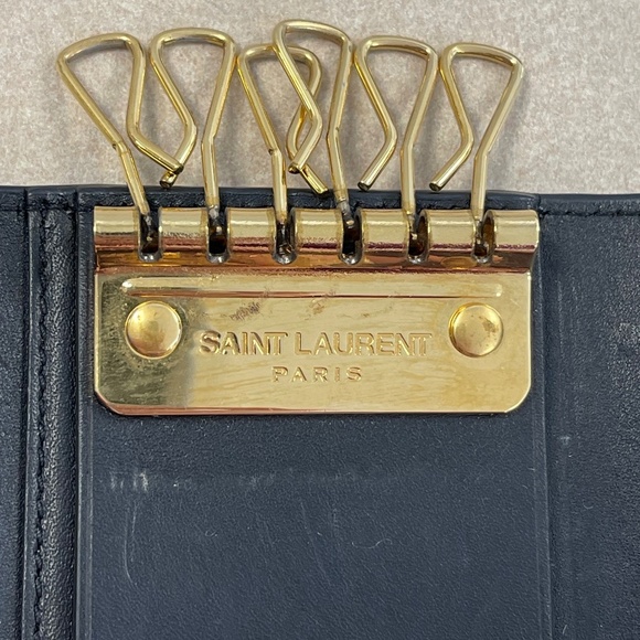 Saint Laurent 6 Row Navy Leather Key Case - Preowned - Picture 11 of 13